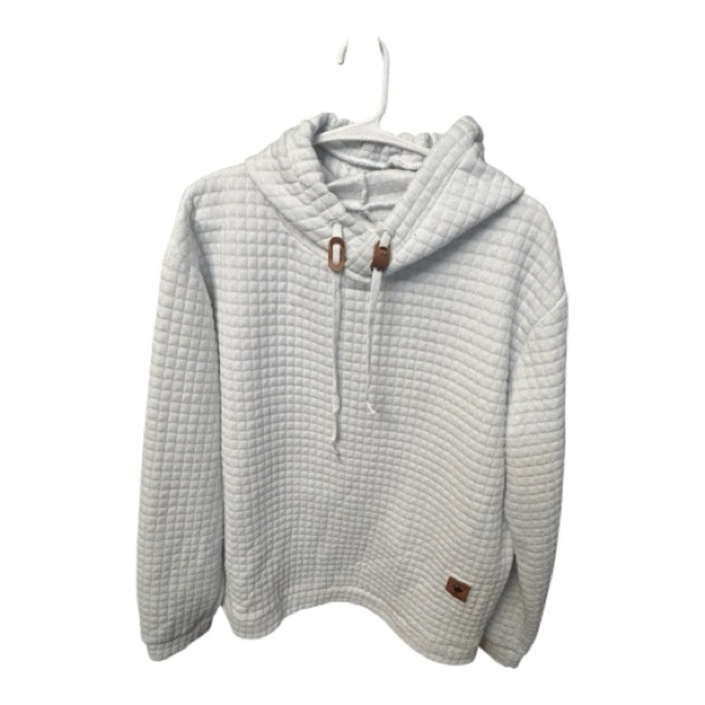 Vogue Men’s White pullover hoodie waffle style size Large Textured Hoodie - Picture 2 of 11